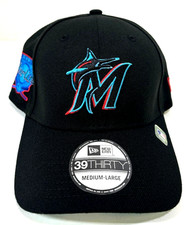 Miami Marlins MLB NE "Father's Day" 2023  Flex-Fit Hat ~ Black