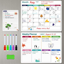 Magnetic Dry Erase Fridge Calendar Whiteboard Set,3 Pack 14.6" x 11" Reusable Re