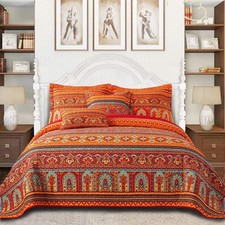 Cotton Quilt Queen Size Bedding Set 3 Pieces Boho Queen Size Quilts Lightweight