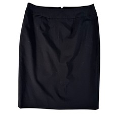 Calvin Klein Black Flat Front Slit Straight Pencil Knee Length Skirt Women's 4