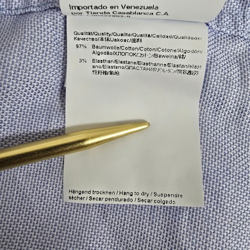 Camisa de vestir Hugo Boss Jason ajustada para hombre 17-43 azul línea de viaje cuello estancias - Imagen 12 de 12