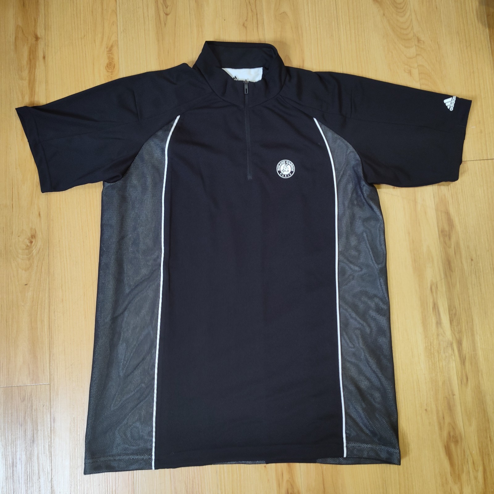 Rare ADIDAS x ROLAND GARROS 2015 Size Large Y-3 Mesh Back 1/4 Zip Polo Shirt Men
