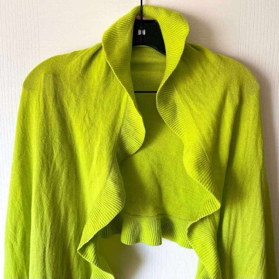 Lilly Pulitzer Cashmere Ruffle Wrap Spring Winter Scarf Shawl Lime Green OS EUC - Image 3 of 4
