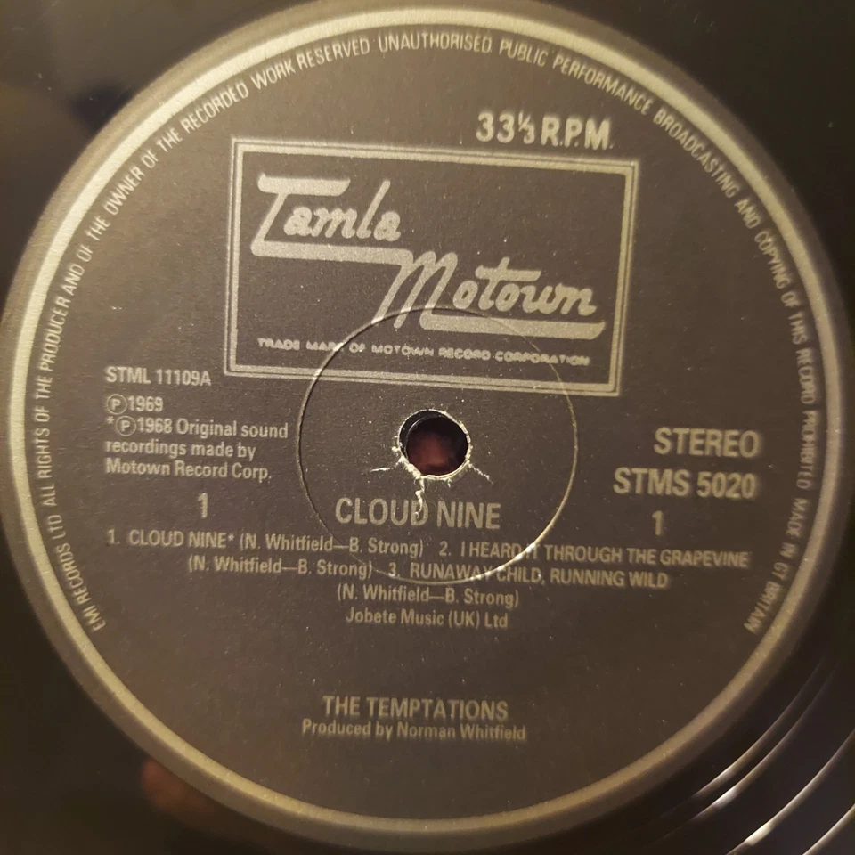 The Temptations/Cloud Nine/REPRESS/UK IMPORT/Vinyl,LP,Album🔥FAST,FREE SHIP🔥VG+ - Image 3 of 4