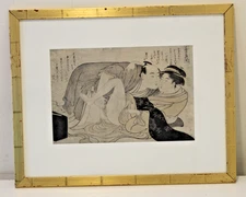 Antique JAPANESE Shunga WOODBLOCK PRINT BY TORII KIYONAGA