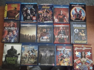 12 Marvel and DC Movies Some Blu-ray Some Regular DVDs. Very Good Condition