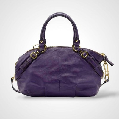 Coach Madison Satchel Leather Purple Handbag 2way Shoulder Bag