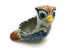 Vintage Tonala Mexican Pottery Owl Bird Figurine Small Succulent Planter SO CUTE