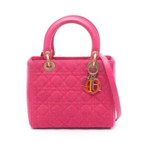 Christian Dior LADY DIOR Handbag Pink Tweed #RCB2610