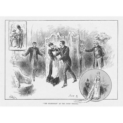 THEATER ''Der Gardist'' im Hoftheater - antiker Druck 1892