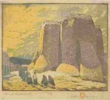 Gustave Baumann Church of Ranchos at Taos : Giclée Art Print 1920