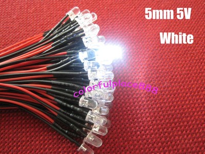 5mm LED 12V 24V 20cm Pre-cablato Rotondo LED Lampada A Diodi Decorazione Diodi Emettori Di Luce Rosso Verde Blu Bianco O Con Supporto In Plastica - Foto 5