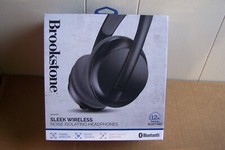 Brookstone Sleek Wireless Noise Isolating Headphones Quick Charge Lt Weight Blk