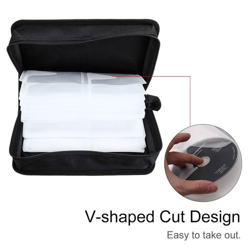 128 Disc CD DVD VCD Case Storage Bag Organizer Holder Wallet with Carry Handle~ - Afbeelding 4 van 8