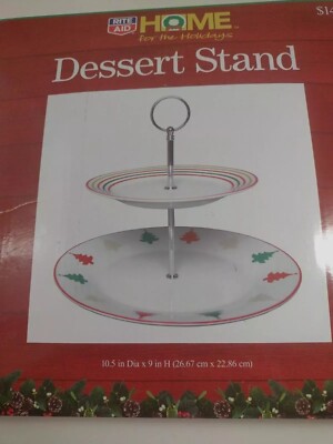 Dessert Stand 2 Tier  Christmas 10.5 In Dis X 9 In H