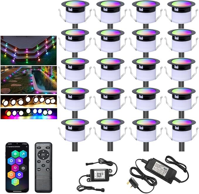 31mm Decking Lights RGBW+IC Color Change Deck Light IP67 Terrace/Patio/Garden