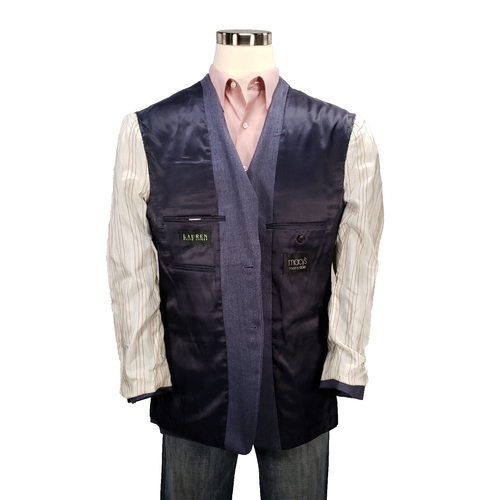 Ralph Lauren Mens Blazer Size 43 Blue Sport Coat Two Button Jacket Suit Silk - Picture 4 of 15