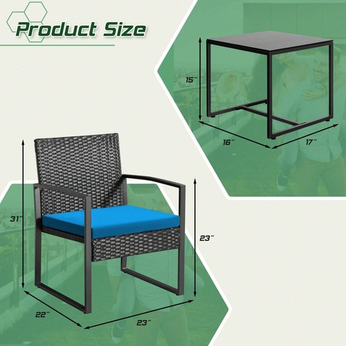 3 Pieces Patio Bistro Set, Wicker Outdoor Patio Furniture Set-Lightning Deals - Picture 38 of 46