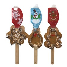 3 Sets Spatula & Cookie Cutter Set, Snowflake, Snowman, Gingerbread Man/Girl