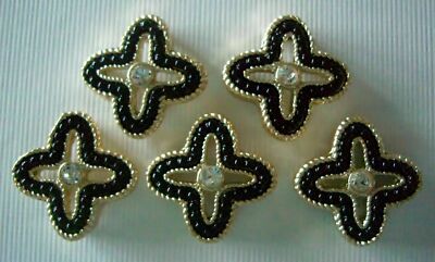 2 Hole Slider Beads Beaded Clover Black in Gold Setting #5