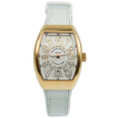 Franck Muller White Vanguard 32mm 18K Gold White Leather