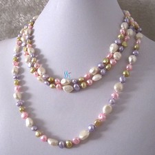 54" 5-10mm Multi Color Baroque Freshwater Pearl Necklace A
