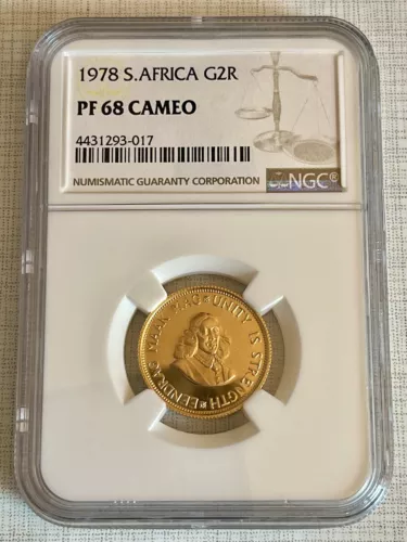 South Africa 1978 2 Rand Gold NGC PF68 CAMEO Sku# 6027