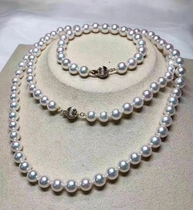 24-034-AAAA-7-8mm-real-natural-Akoya-white-pearl-necklace-Bracelet-14k-gold