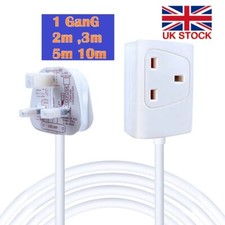 1 Way Gang Single Socket Mains Electric Extension Lead 2/5/10m Cable 13A UK Plug