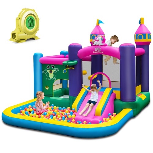 Inflatable Unicorn-themed Bounce House 6-in-1 Kids Bounce Castle W/ 735W Blower