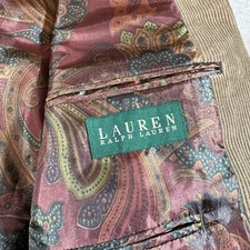 Lauren Ralph Lauren Mens Corduroy Blazer Jacket Sport Coat Tan 44L Paisley Lined