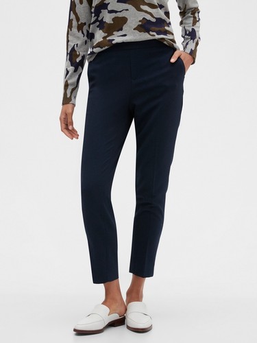 Banana Republic Pants 6 Navy Blue Pull-On Elastic Waist Tapered Leg Hayden Crops - Picture 2 of 7
