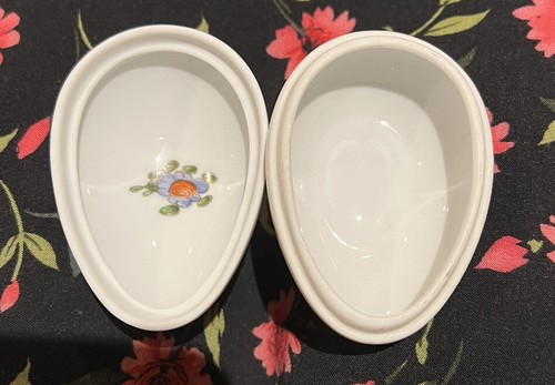 Limoges France Egg Trinket Box Floral Bird Chamart Porcelain - Foto 9 di 9