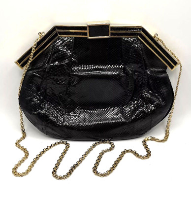 Vintage Colombetti Python Snakeskin Handbag Clutch Purse Milan Italy
