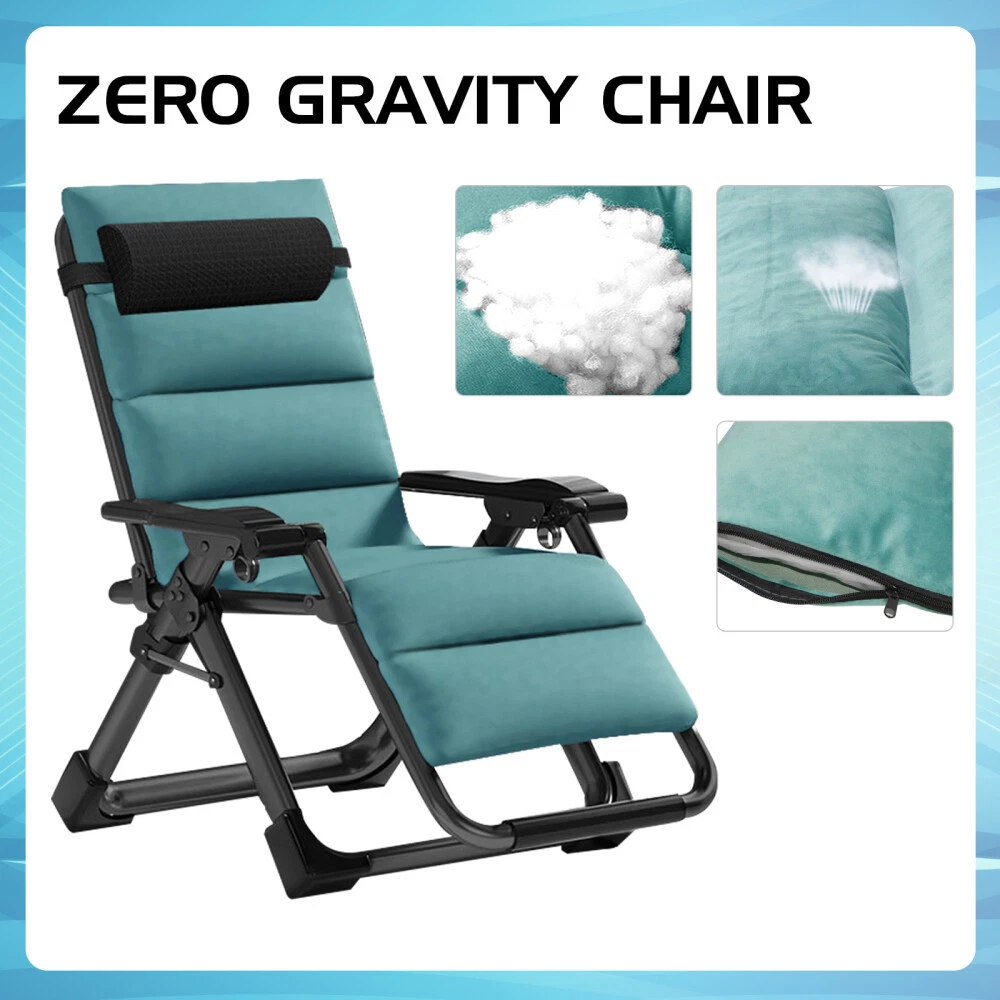 Zero Gravity Chair Outdoor Padded Lounge Chair with Side Table Mat Hold 440lbs