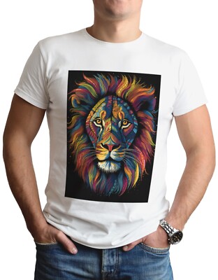 Löwe Regenbogen Kunst T-Shirt Tierliebhaber Löwen Stolz Raubkatze Herren Top Tee Geschenk