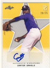 CARTER DANIELS 2020 Leaf Perfect Game PG Yellow AUTO /25 GEORGIA TECH GT