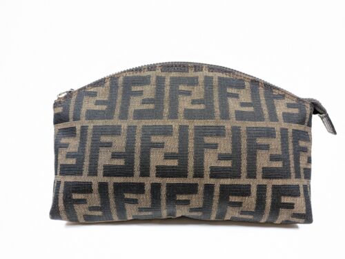 FENDI zucca cosmetic pouch purse nylon brown Authentic - Picture 1 of 20