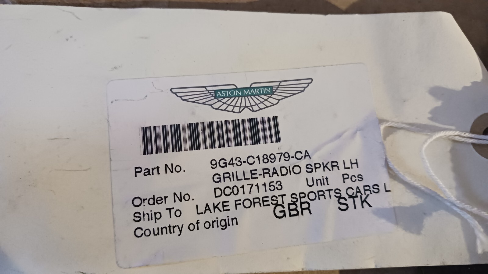 Aston Martin GRILLE-RADIO SPKR LH - 9G43C18979CA