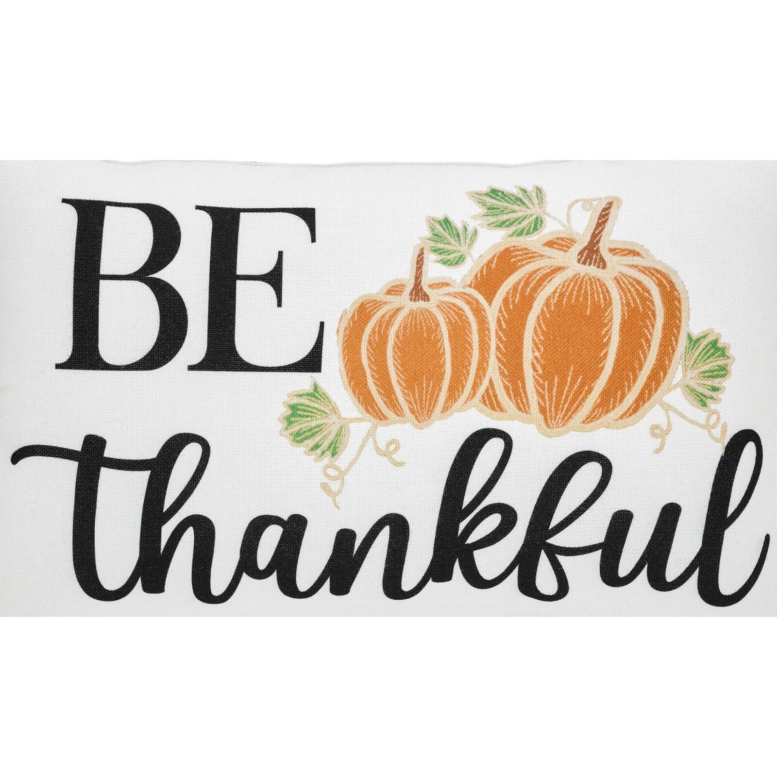 Annie Black Check Be Thankful Pumpkin PILLOW 14x22 Country Farmhouse Orange VHC