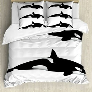 Bianco e Nero Set Lenzuola Orca Killerwaleweicher Tessuto ...