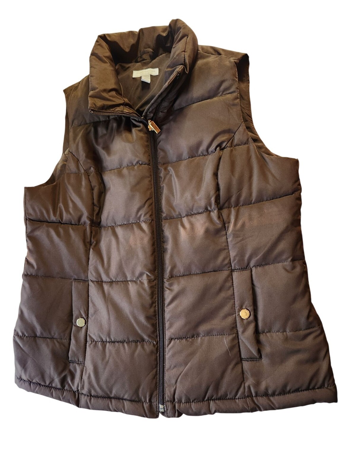 Charter Club Petite Puffer Vest Brown Polyester & Nylon Womens Outerwear