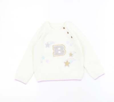 Marks and Spencer Baby Pullover weiß Acrylmischung Größe 12-18 Monate geknöpft -