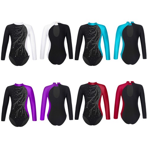 Kids Girls Jumpsuit Dancing Ballet Dance Leotard Gymnastic Dancewear One Piece - Picture 7 of 50