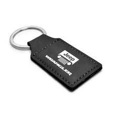 Jeep Wrangler Rectangular Black Leather Key Chain Key-ring