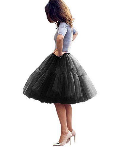 New Women Tulle Ballet Dance Tutu Skirt Midi Pleated Princess Underskirt - Picture 8 of 24