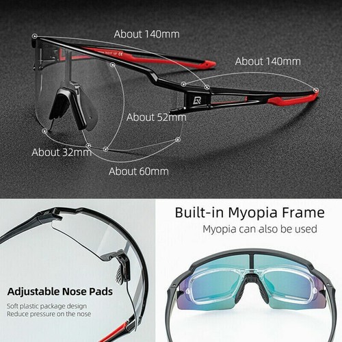 ROCKBROS White Cycling Photochromic Sunglasses Bicycle Sports Glasses Half Frame - Picture 5 of 5