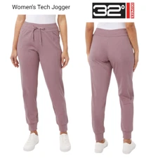 32 Degrees Heat Women's Size Large Tech Fleece Jogger Pants NWT Pink
