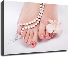 Mother of Pearl Pedicure Nail Salon Poster Canvas Print HD Photo Wall Art Framed