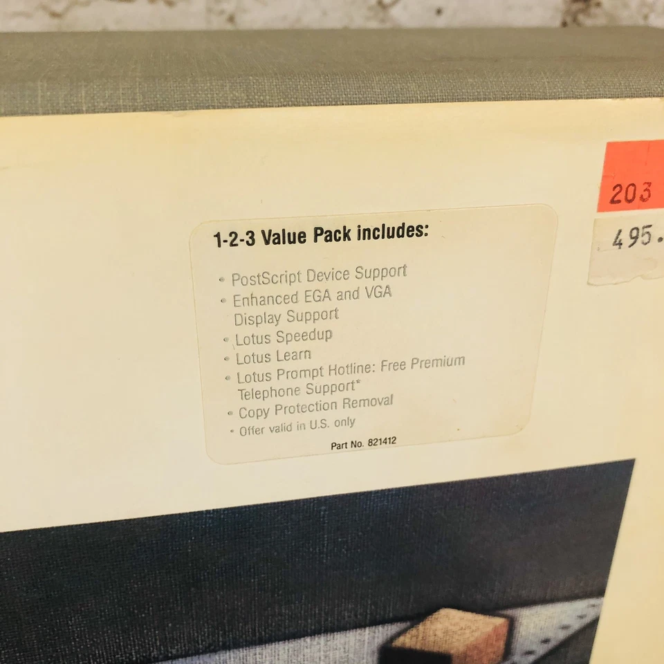 Lotus 1986 1-2-3 versión 2,01 3,5" disco software IBM 821412 hoja de cálculo siempre Foto 2 de 4